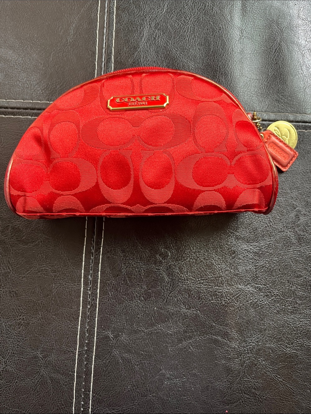 Coach Red Signature Dome Cosmetic Pouch